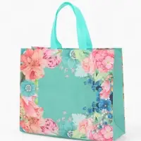 Сумка для покупок Цветы, 32*10*26. отд без молнии,  голубой