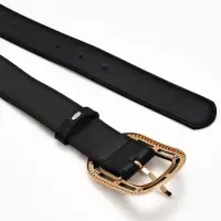 Ремень жен 05-01-07-01, Июнь2507, 3*0,3*110 см, без винта, пряж золото+пласт, 1 прокол, черн   10903