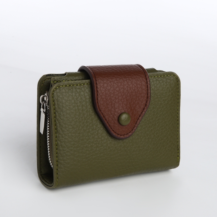 Кошелёк женский на магните, цвет зелёный