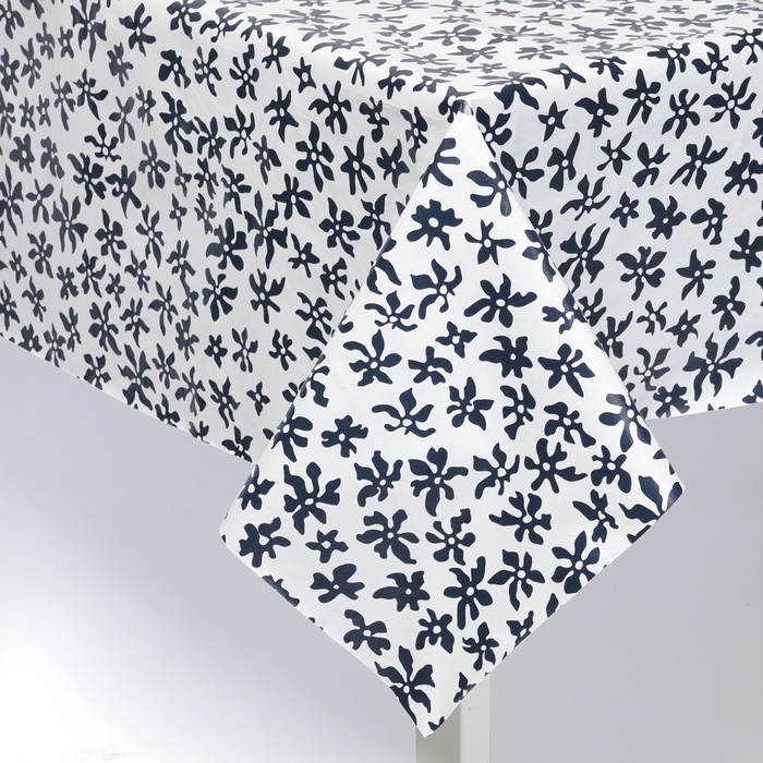Скатерть на стол Доляна 137&times;180 см, черно-белая