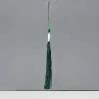 Подвеска текстиль, пластик "Кисть. Лотос" тёмно-зелёная 1,2х2,7х14,5 см