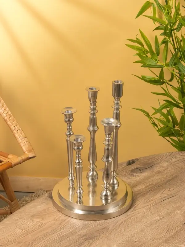 Подсвечник на 5 свечей "Изобилие" алюминий 41 см