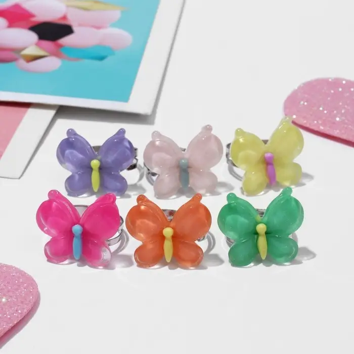 Кольцо детское &laquo;Выбражулька&raquo; бабочки, цвет МИКС, безразмерное