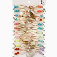 Браслет на нити &laquo;Ракушка&raquo; ассорти (неделимая фасовка 12 шт., цена за шт.), цветной в золоте