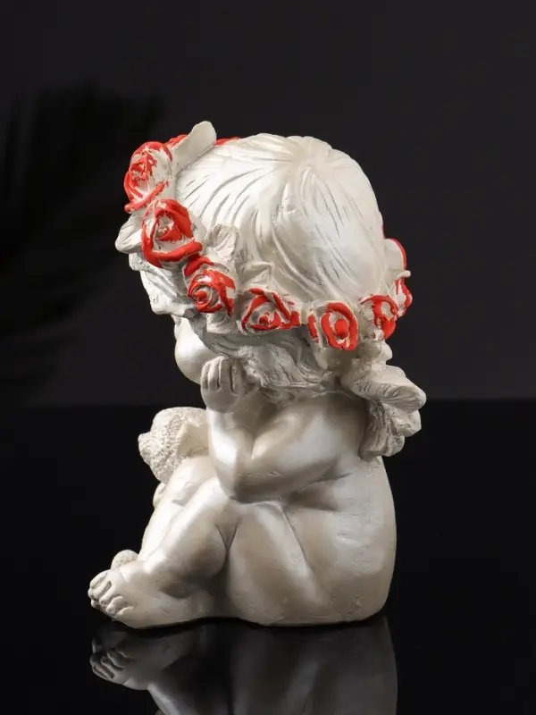 Фигура "Ангел с мишкой большой", 13х8х7 см, перламутр