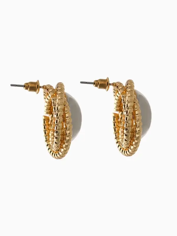 Серьги металл "Тренд" шар, цвет золото с серебром