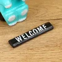 Сувенир "Кот с табличкой WELCOME" дерево 8х4х10 см, цв. бирюзовый