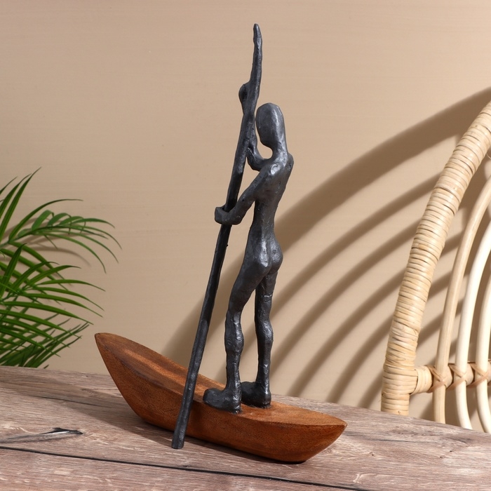 Сувенир "Лодочник" полим. смола, манговое дерево 28х9,5х37,5 см