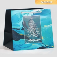 Пакет подарочный новогодний ламинированный &laquo;Мрамор&raquo;, 25 х 23 х 18 см, Новый год