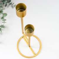 Подсвечник металл на 2 свечи "Высота" золото 23,5х9,5х9,5 см