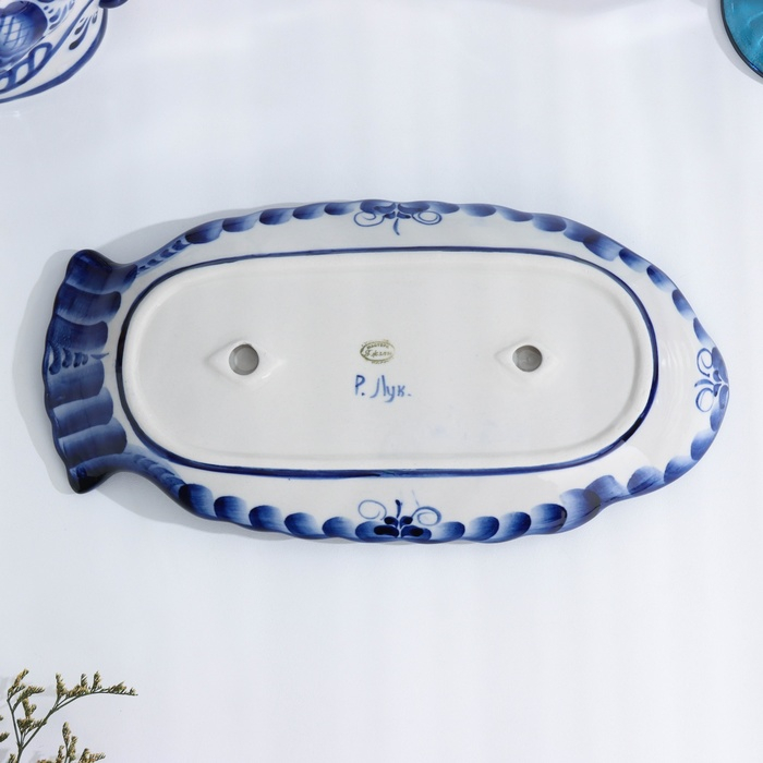 Селёдочница &laquo;Рыба&raquo;, 25&times;13&times;3 см, гжель