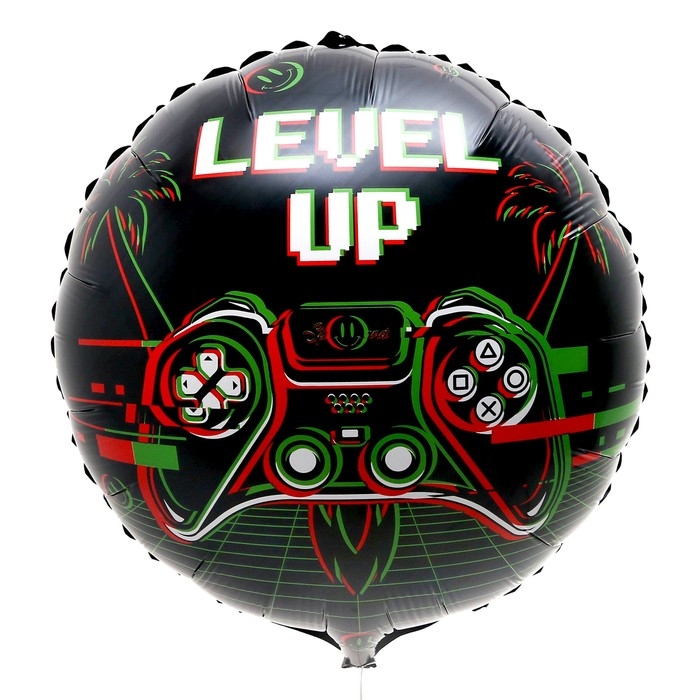 Воздушный шар фольгированный 18" &laquo;Левел ап&raquo; круг, с подложкой