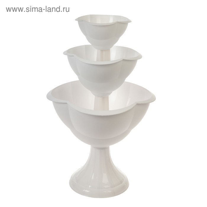 Клумба пластиковая, 3 яруса, d = 27&ndash;40&ndash;55 см, h = 90 см, белая, &laquo;Водопад&raquo;