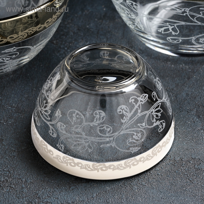 Набор салатников &laquo;Флора&raquo;, 3 предмета: 0,25 л, 0,8 л, 1,75 л, с гравировкой, цвет напыления золотой