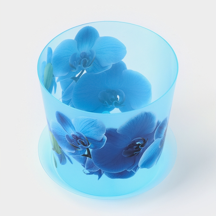 Горшок для орхидей с поддоном &laquo;Деко&raquo;, 1,2 л, цвет голубой