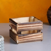 Кашпо деревянное 12&times;11&times;9 см "Однушка Лайт", двухреечное, обжиг Дарим Красиво