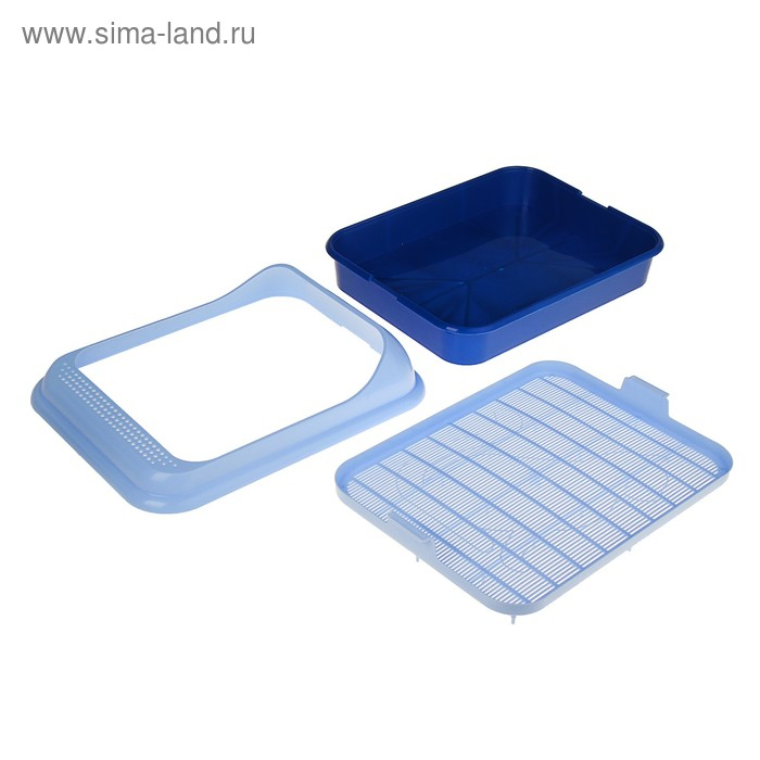 Туалет "Верный Друг" для кошек, с решёткой, 45 х 36 х 15 см, синий