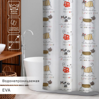 Штора для ванны Доляна &laquo;Коты&raquo;, 180&times;180 см, EVA