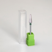 Фреза керамическая для маникюра &laquo;Конус скруглённый&raquo;, крупная нарезка, 6 &times; 14 мм, в пластиковом футляре, цвет белый