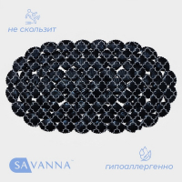 Коврик противоскользящий в ванну на присосках SAVANNA &laquo;Марокко&raquo;, 37&times;68 см, цвет чёрный