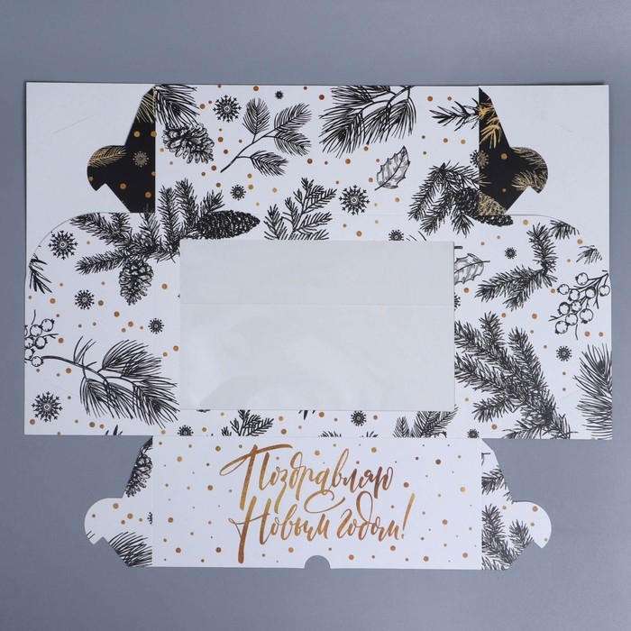 Коробка складная на 6 капкейков с окном &laquo;Поздравляю с Новым годом!&raquo;, 25 х 17 х 10 см, Новый год