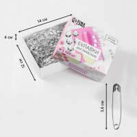 Булавки английские, 36 мм, 1000 шт, цвет серебряный