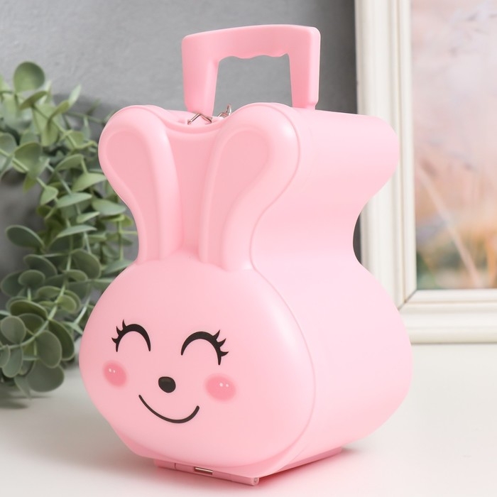 Копилка пластик с замочком "Зайка. Эмоции" МИКС 11,5х9х14,5 см