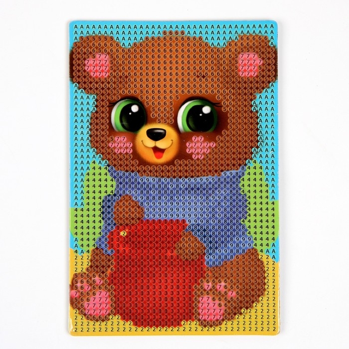 Алмазная мозаика на подставке &laquo;Мишка&raquo; для детей, размер 10 х 15 см. Набор для творчества