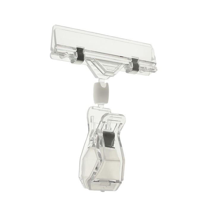 Ценникодержатель с зажимом, d=2 cм, 8&times;2,7&times;10,6 см, цвет прозрачный