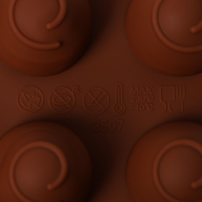 Форма для конфет и шоколада Доляна &laquo;Рондо&raquo;, силикон, 21&times;10,5&times;3 см, 15 ячеек, цвет коричневый