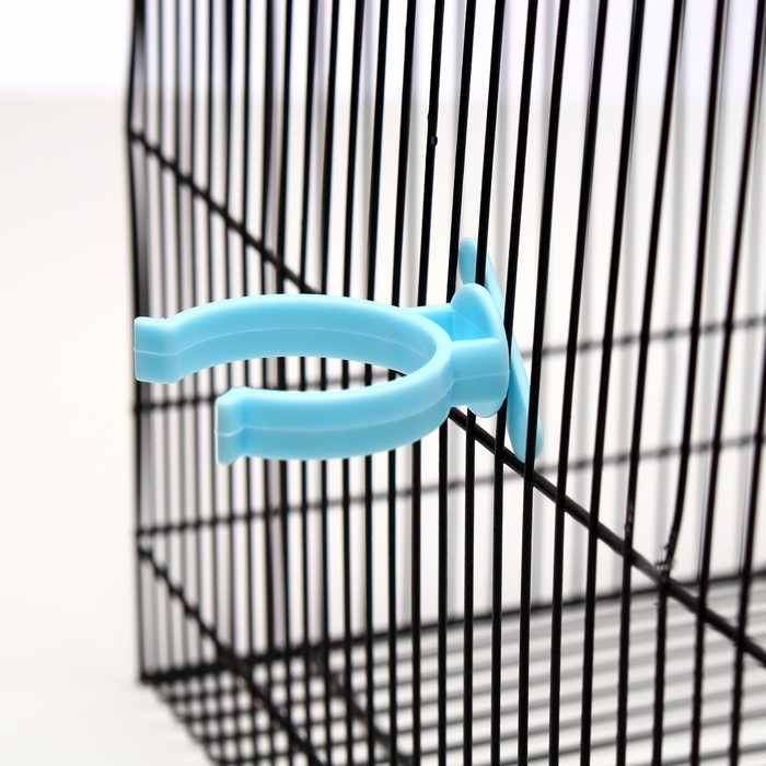 Поилка для грызунов, 60 мл, прозрачная с голубым креплением