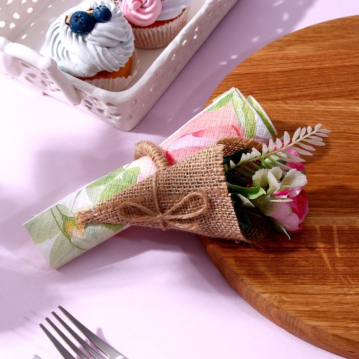 Набор для украшения: топпер &laquo;С днём рождения&raquo; 1 шт, кольцо для салфеток 1 шт, МИКС