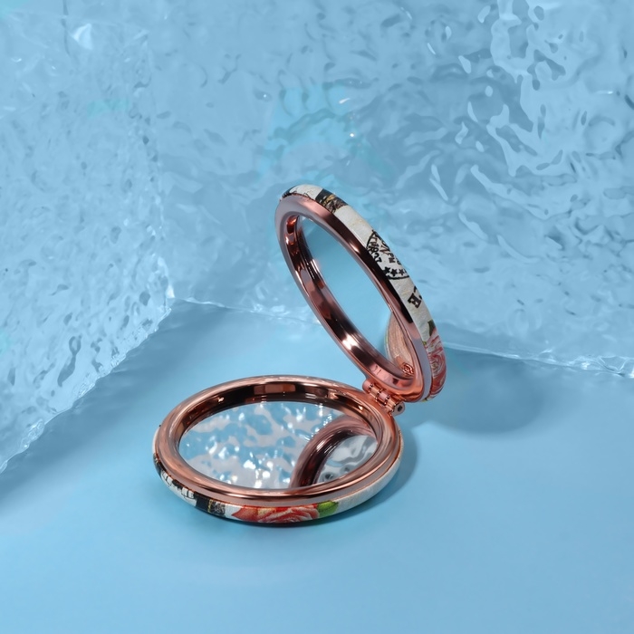 Зеркало складное &laquo;Париж&raquo;, d = 7,5 см, с увеличением, искусственная кожа, цвет бежевый