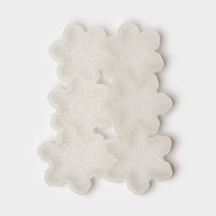 Силиконовый молд для леденцов и шоколада &laquo;Снежинки&raquo;, 17&times;10&times;0.8 см, d=5 см, d=4.5 см, цвет прозрачный