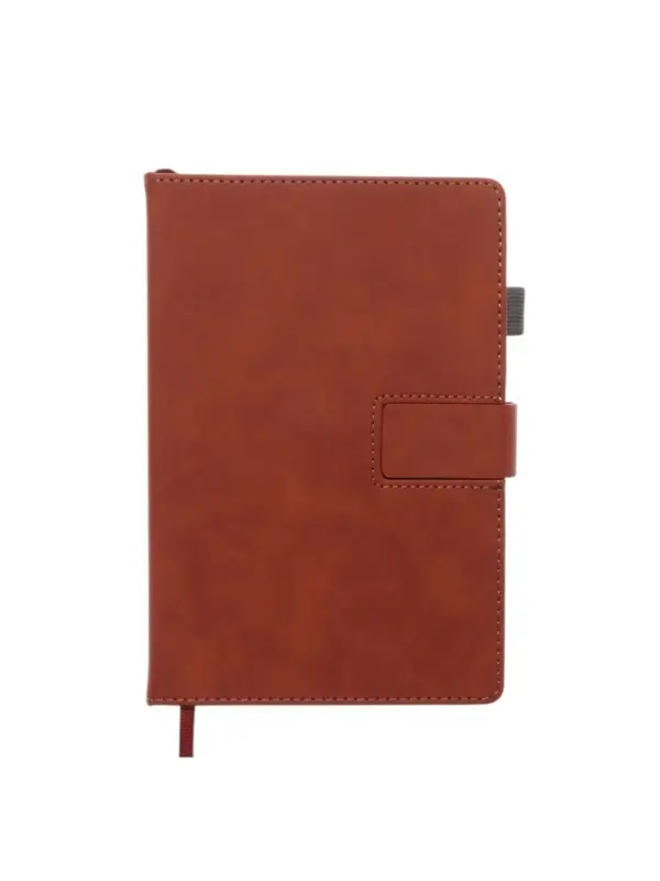 Ежедневник недатированный формат А5, с хлястиком, 128л, линия, пвх, Коричневый