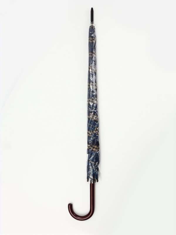 Зонт-трость п/авт R58/68 8сп П/Э В/У КЛЕТКА ручка-крюк синий пакет