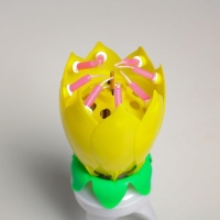 Свеча для торта музыкальная "Тюльпан", крутящаяся, жёлтая, 14,5&times;6 см