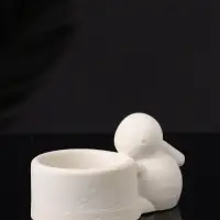 Подсвечник "Заяц с чашей" 8х6х4 см, натуральный, гипс