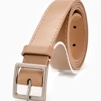 Ремень жен 05-01-02-01, Июнь2508, 3*0,3*110 см, без винта, пряж мат металл, 1 прокол, беж