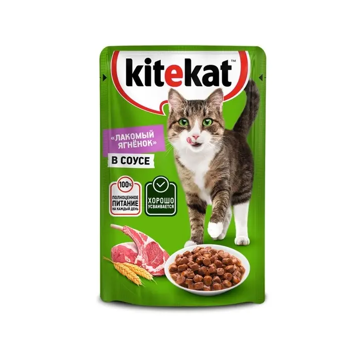 Влажный корм Kitekat для кошек, ягнёнок, 85 г
