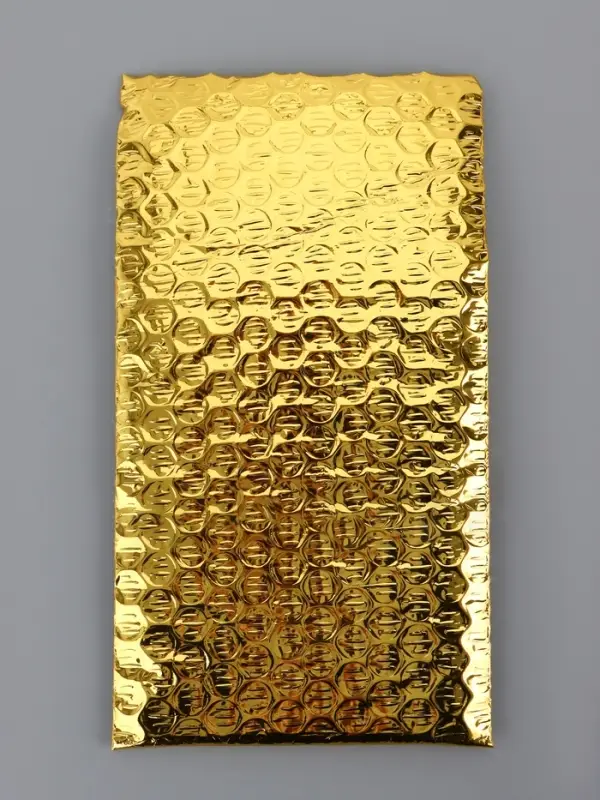 Пакет из ВПП c клапаном и клеевым слоем, золотой 11&times;16 + 5 см