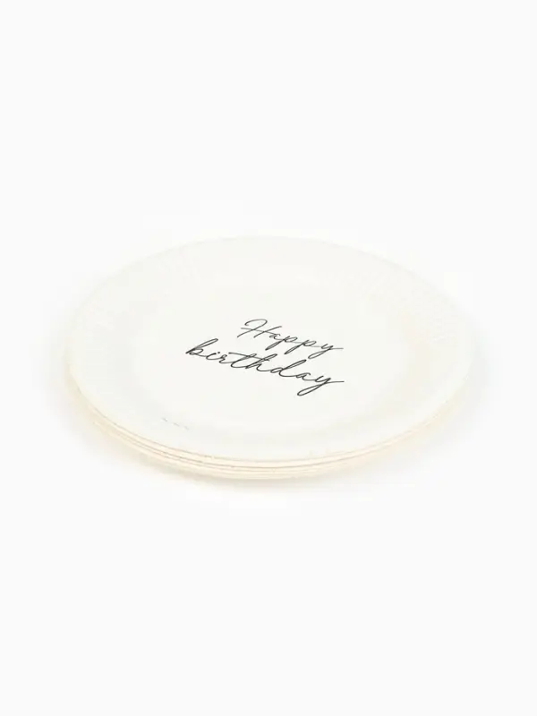 Тарелка одноразовая бумажная &laquo;Happy Birthday&raquo;, белая, 18 см