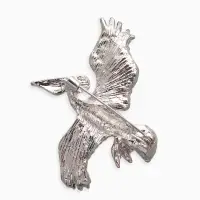 Брошь "Птица-Пеликан", цветная в серебре