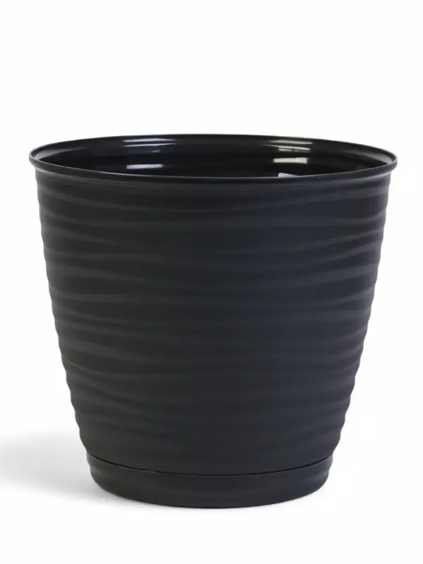 Горшок для цветов "Saffron" D-26,7 см, 9,1 л с поддоном, черный
