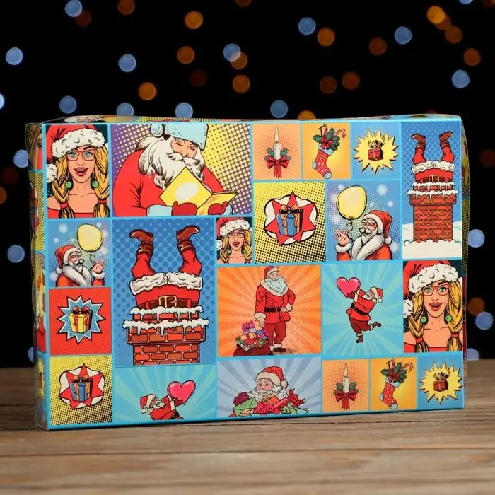 Коробочка для печенья "Pop - art новогодний сюрприз", 22&times;15&times;3 см