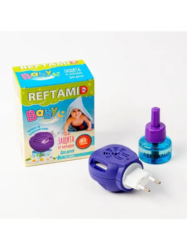Комплект от комаров "Рефтамид", без запаха, фумигатор и флакон 45 ночей, 30 мл
