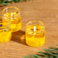 Набор гелевых свечей &laquo;Золотой конь. На удачу&raquo;, 3 шт, золотые, 2,5 х2,5 х 2,5 см