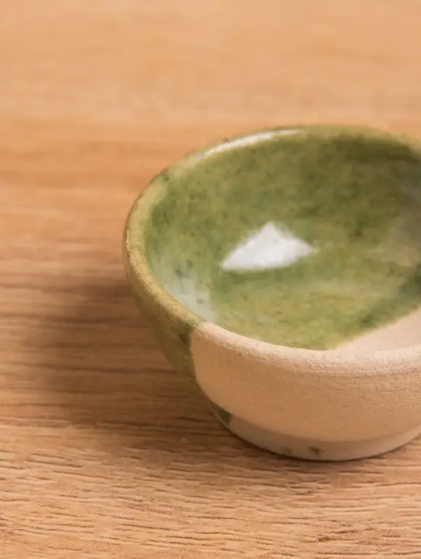 Соусник, 4&times;4&times;2 см, керамика, бежево-зелёный