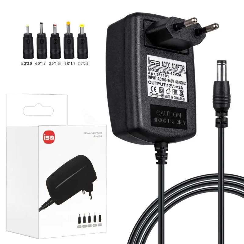 Блок питания 12V 2A 5.5*2.5 сетевой с адаптерами ISA
