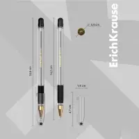 Ручка шариковая ErichKrause L-30 Gold Stick&Grip Classic, игольчатый узел 0.7 мм, чернила чёрные, резиновый держатель, супермягкое письмо